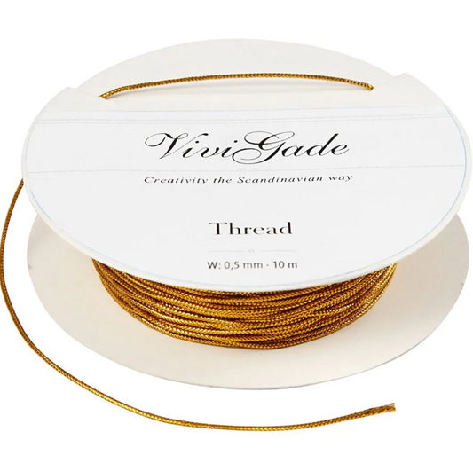 Thread, thickness 0.5 mm, 10 m, gold