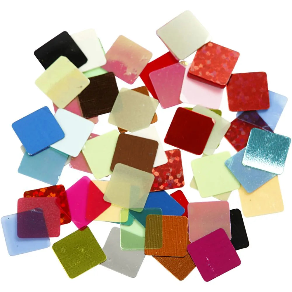 Foil Mosaic Tiles, size 10x10 mm, approx. 6875 pc,