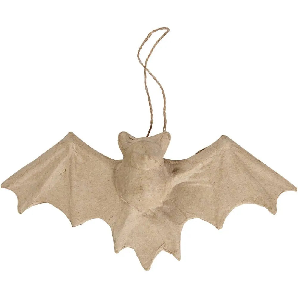 Papier-Mâché Bat Decoration - H: 10cm D. 3.5cm W: 22cm