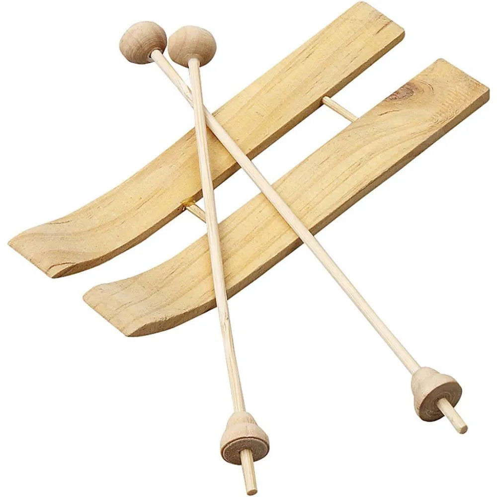 Ski with Sticks, size 11x3.8 cm, 3 pairs, pine