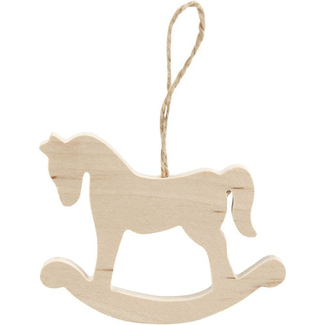 Rocking horse, H: 6 cm, W: 8 cm, 1 pc, pine