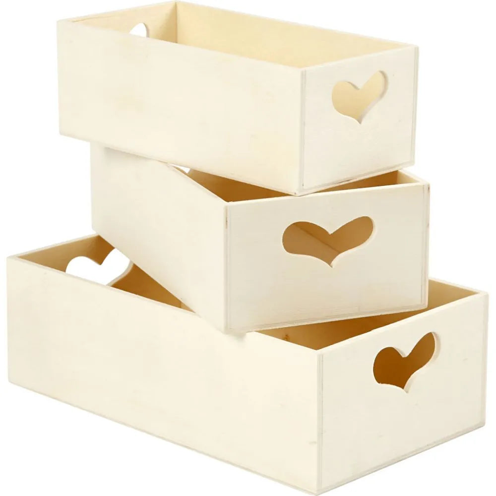Storage Boxes, 3 pcs, poplar wood