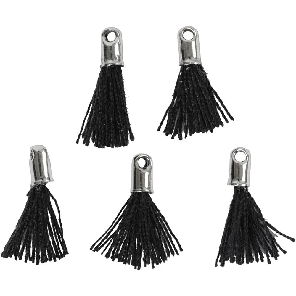 Cotton Tassel 1cm 5 pcs Black