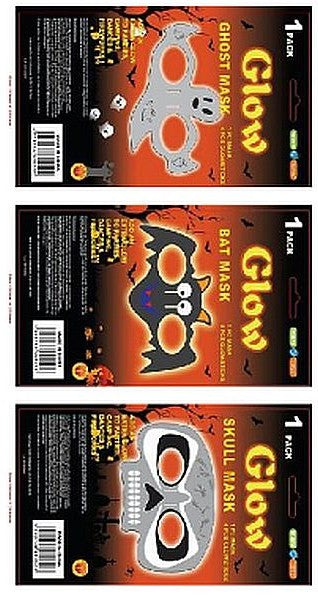 GLOW MASK SKULL,BAT, GHOST