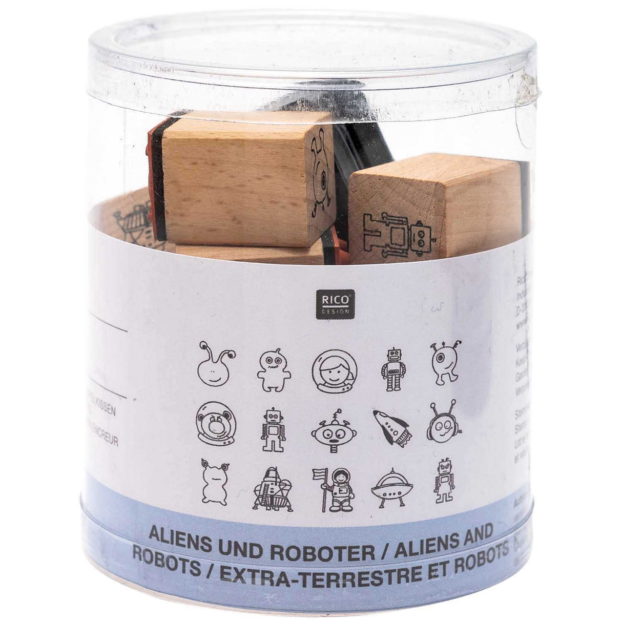 Stamp Set Aliens & Robots 2x2cm 15 pieces