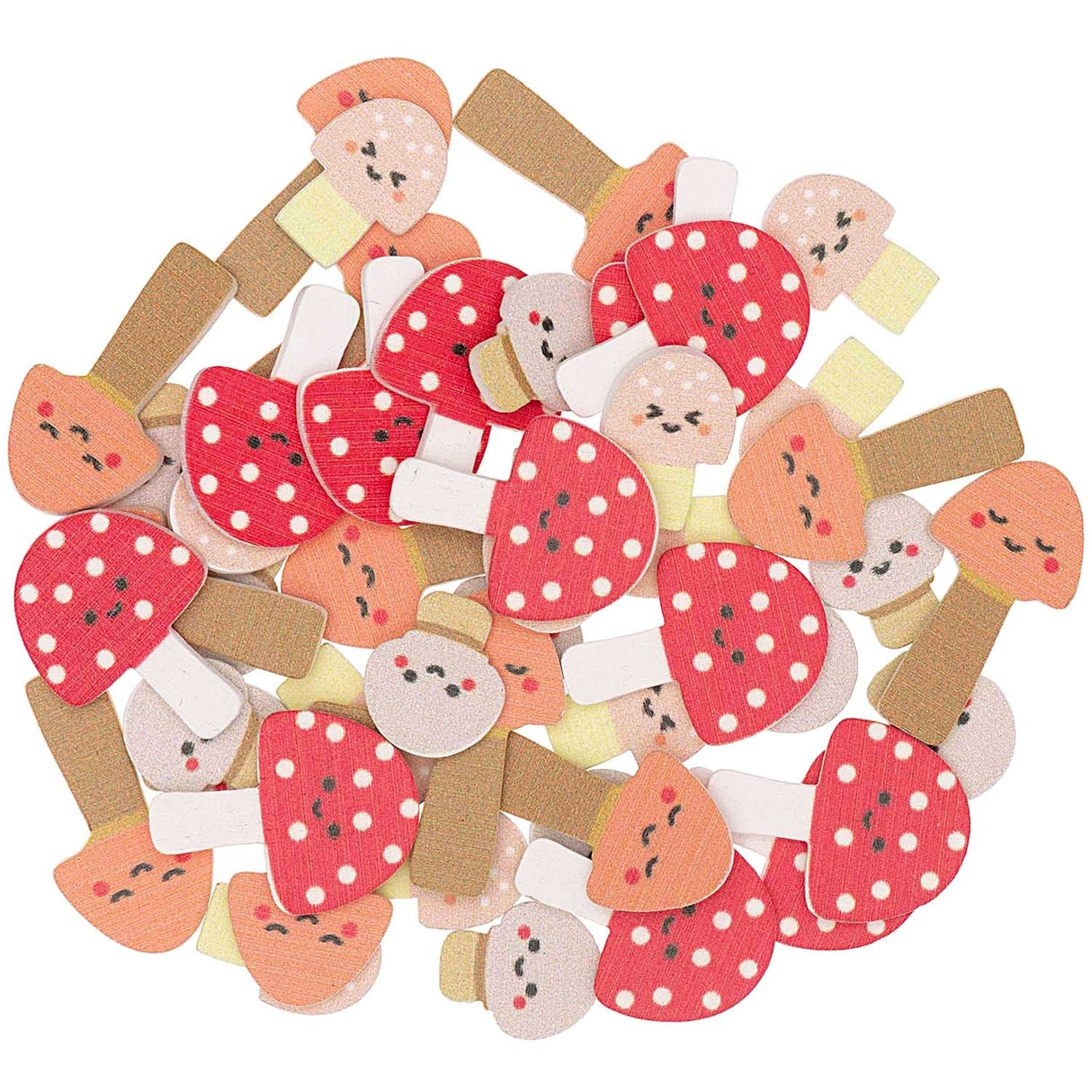 Wood litter mushroom mix colorful 48 pieces
