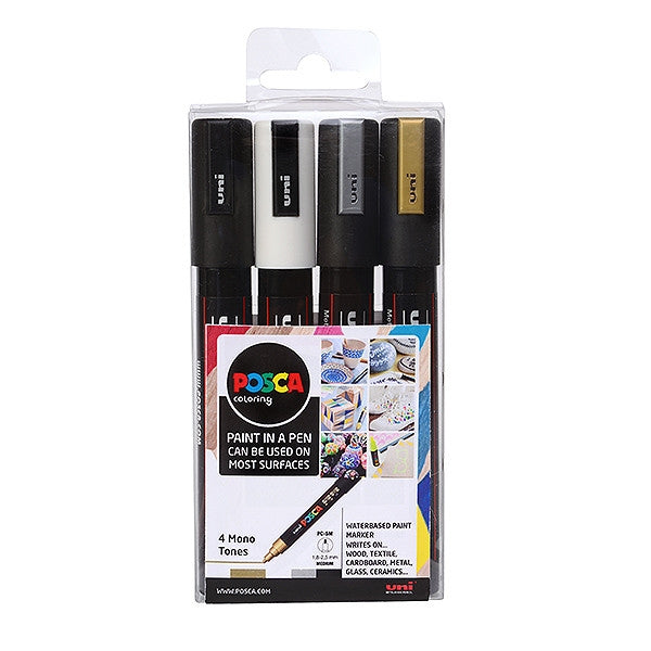 Posca PC-5M Marker Wallet 4 Mono Tone Colours