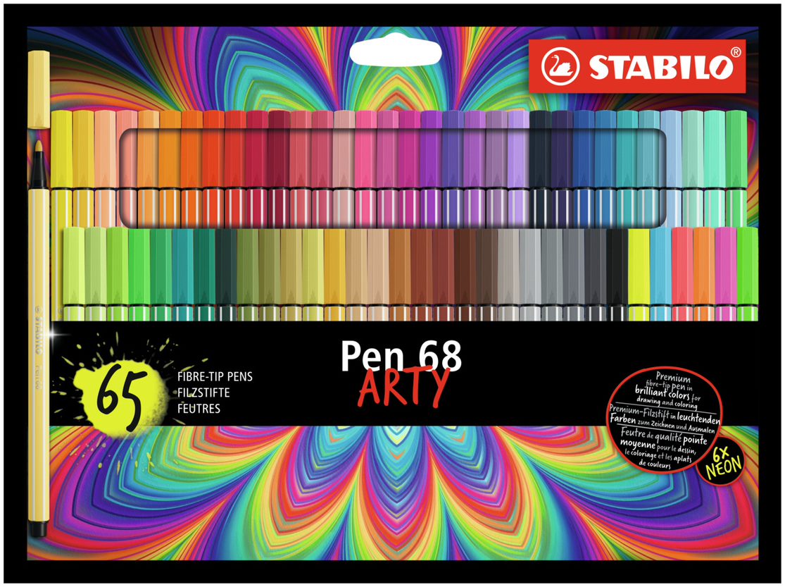 Premium Felt Tip Pen - Pen 68 ARTY - Wallet of 65pcs