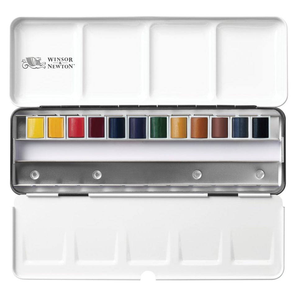 Artist's Watercolour Black Box - 12 x Half Pans
