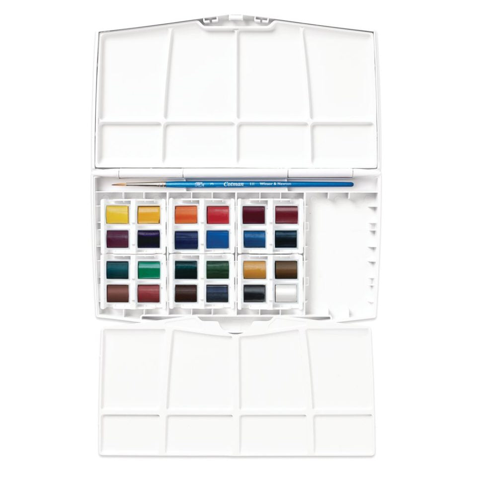 Cotman Watercolours Painting Plus 24 Half Pan Set. Product code: 0390376 Barcode: 094376954395