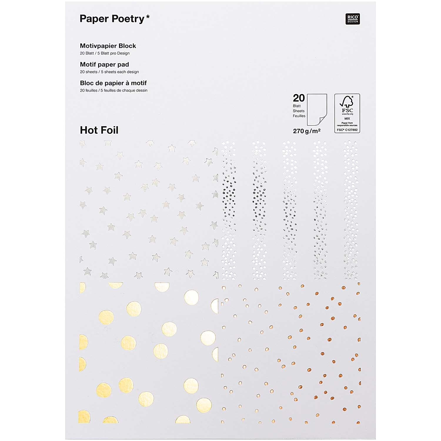MOTIF PAPER PAD HOT FOIL, DOTS