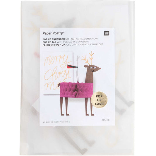 Paper Poetry card set with pop-up reindeer tag