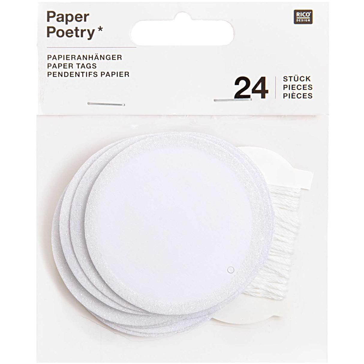 Paper Poetry paper pendant circle white-glitter
