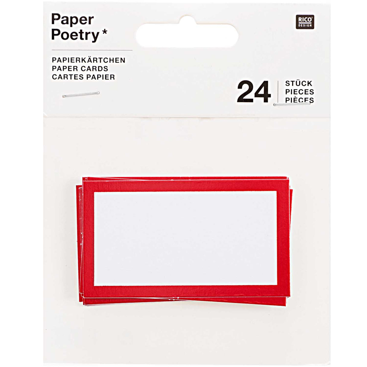 PAPER CARDS - WHITE RED (24 pcs)