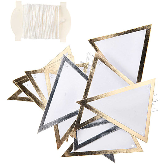 Paper Triangular Pennants - Gold/Silver 24 Pieces