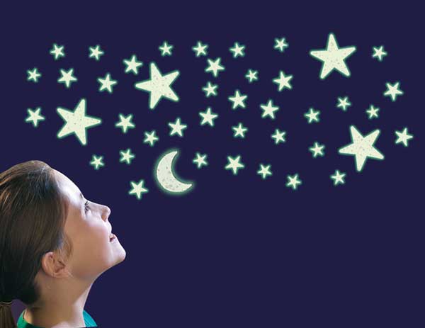 Glow Glitter Stars - 40 Moons & Stars (Assorted)