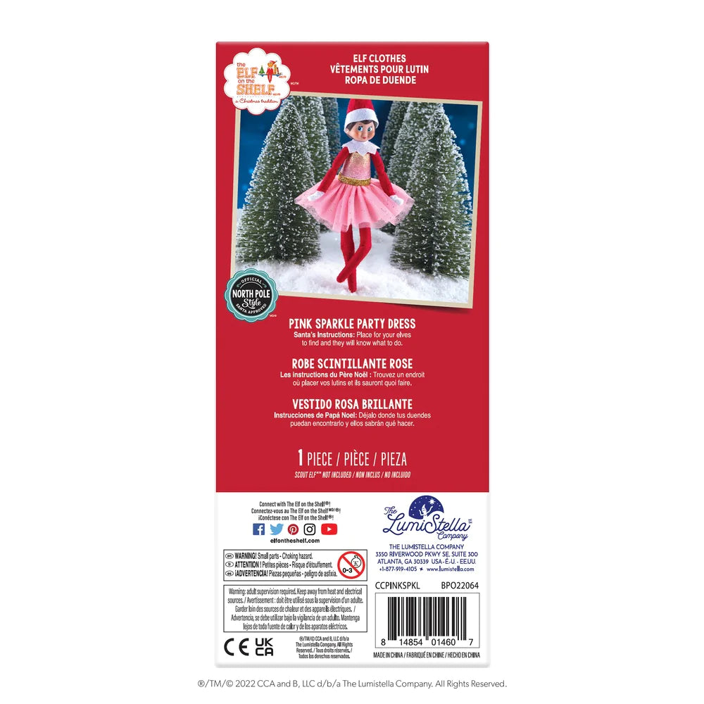 Elf on the Shelf - Claus Couture Pink Sparkle Party Dress