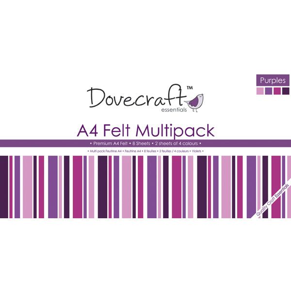 Dovecraft A4 Felt Pack - Purples