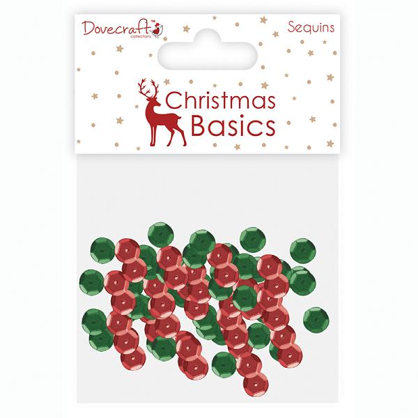 Dovecraft Christmas Basics Sequins - Red and Green