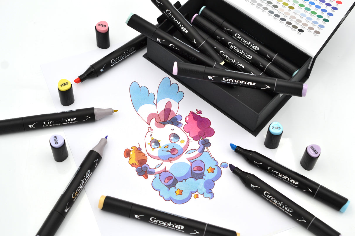 GRAPH'IT Double Ended Alcohol Markers - Kawaii (Set of 12)