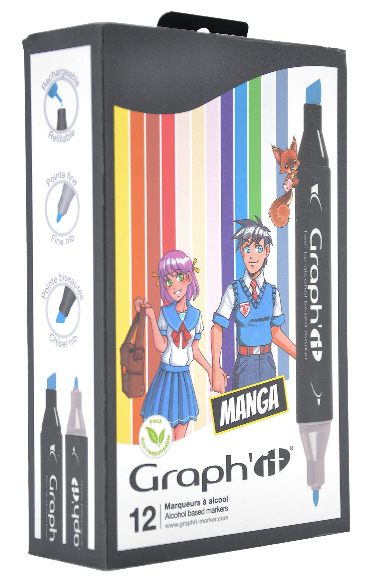 GRAPH'IT Double Ended Alcohol Markers - Manga (Pack of 12)
