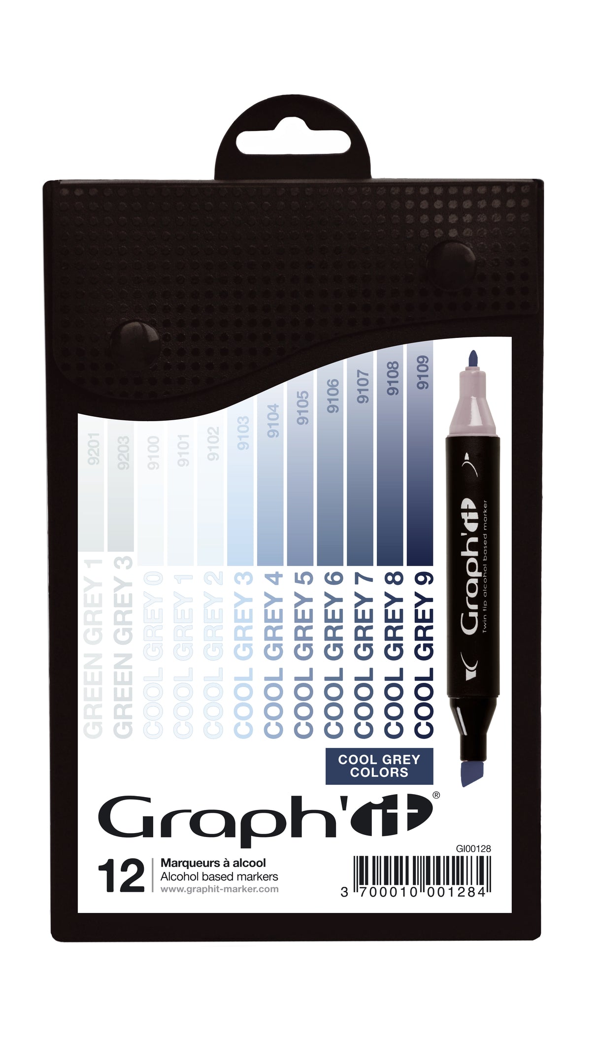 GRAPHIT Set of 12 markers-Cool Greys