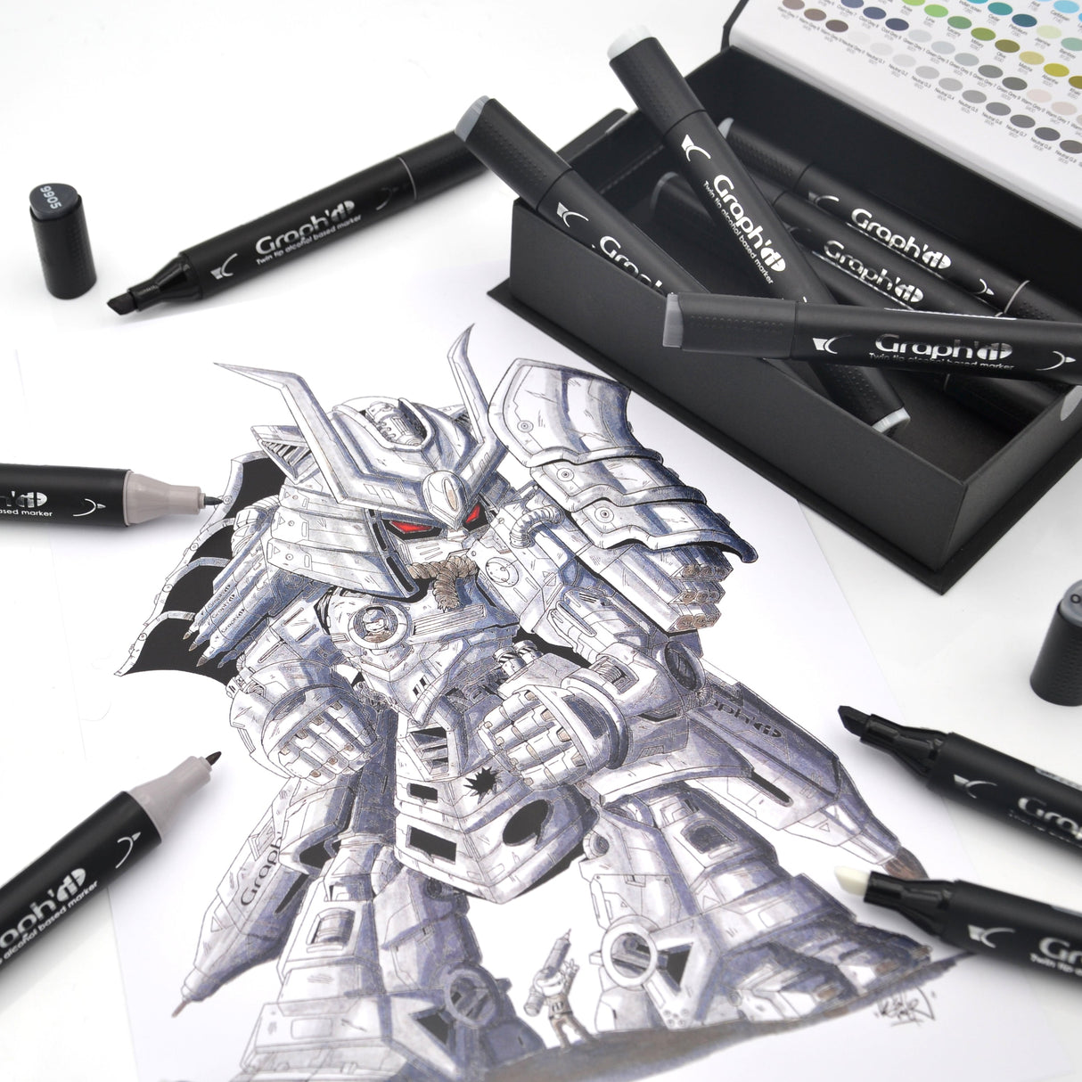 GRAPH'IT Double Ended Alcohol Markers - Neutral Grey (Set of 12)