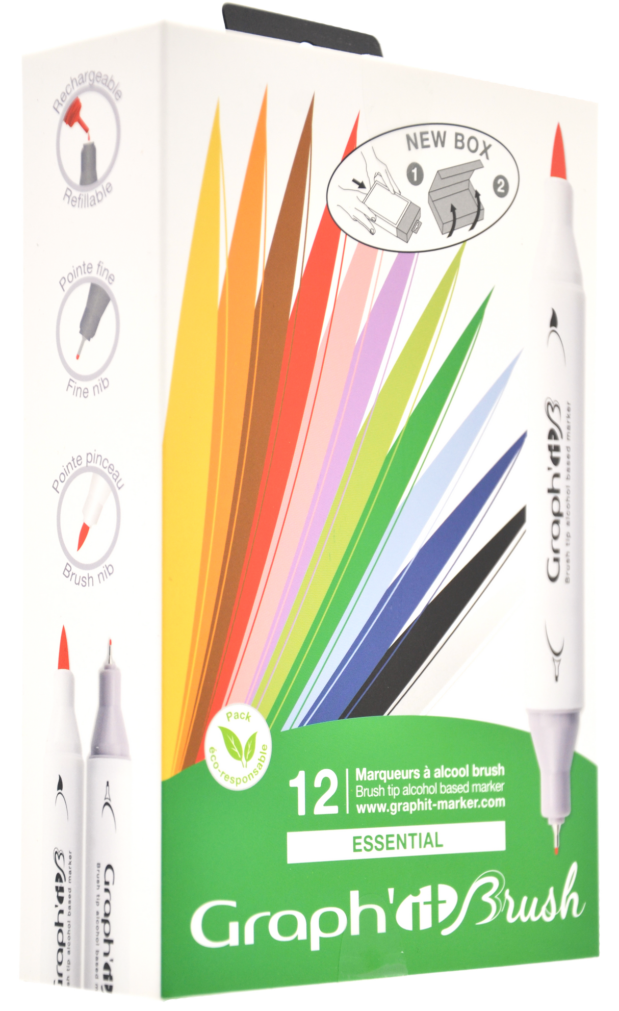 GRAPHIT BRUSH & EXTRA FINE Set 12 markers - Essent