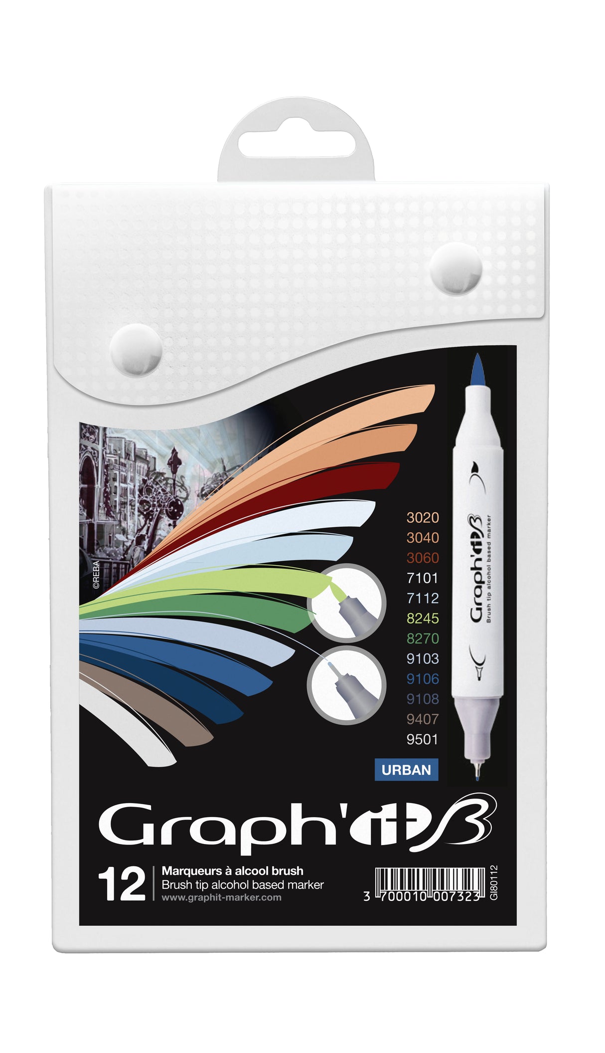 GRAPHIT BRUSH & EXTRA FINE Set 12 markers - Urban