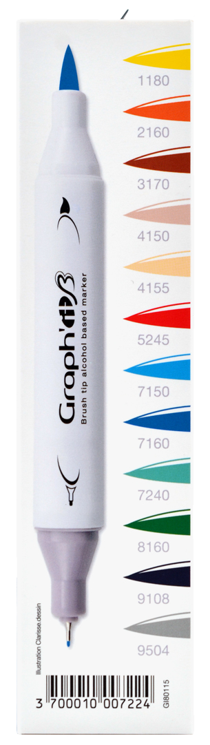 GRAPHIT BRUSH & EXTRA FINE Set 12 markers-Manga