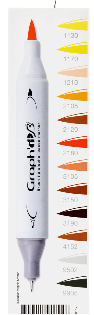 GRAPH'IT Double Tip Alcohol Brush Markers - Hairstyle (Set of 12)