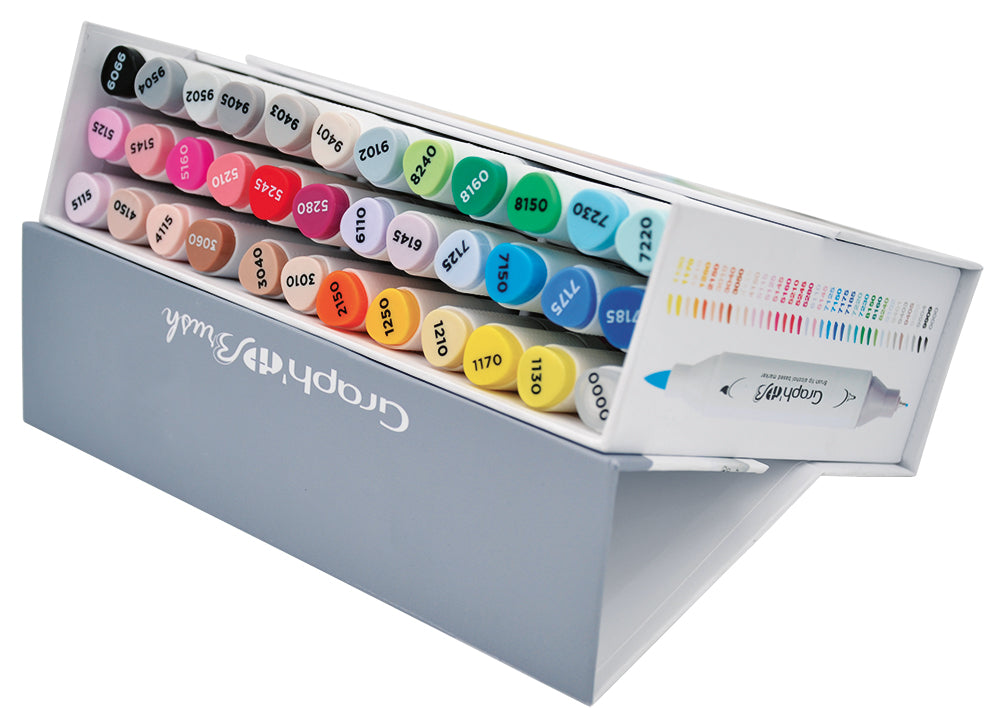 GRAPH'IT Brush Double Tip Alcohol Markers - Essential (Set of 36)