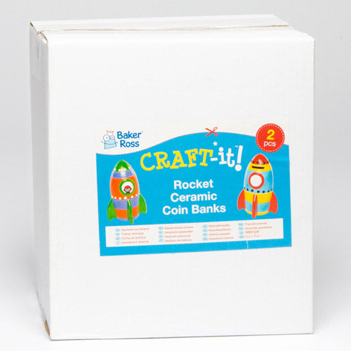 Rocket Ceramic Coin Banks (Pack of 2)
