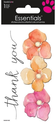 Essentials Sticker Sheet - Thank You Watercolour Flowers