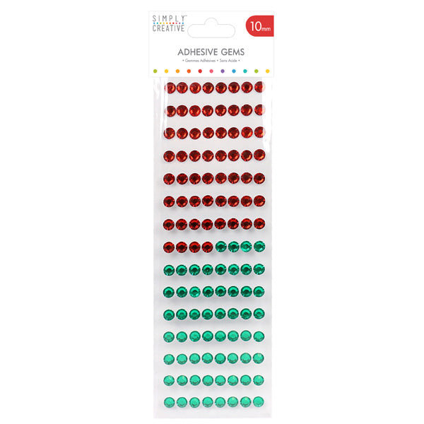 Simply Creative 10mm Gems - Red/Green (180 Pack)