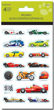 RACE CAR & BIKE FOLDOVER STICKER