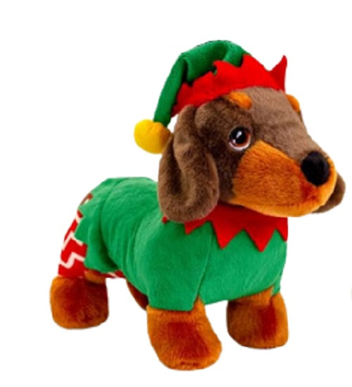 25cm Keeleco Dachshund In Christmas Outfit