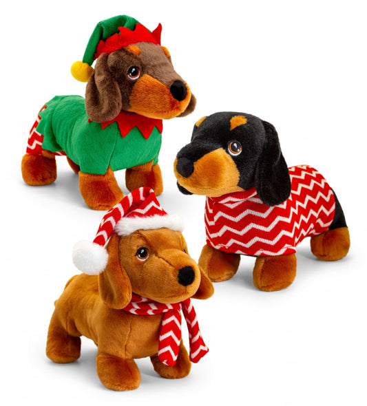 25cm Keeleco Dachshund In Christmas Outfit