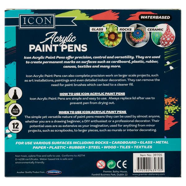 Icon Pkt 12 Acrylic Paint Pens