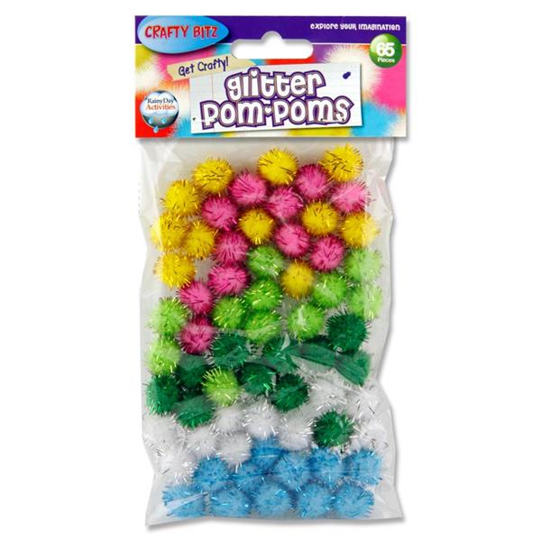 Glitter Pom Poms (Pack of 65)