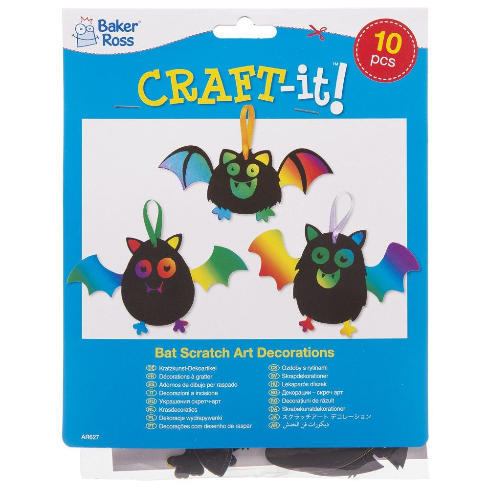 Bat Scratch Art Decorations (Pack of 10)