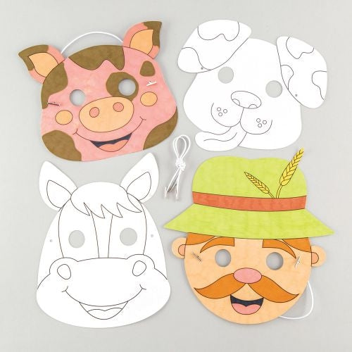 Farm Animal Colour-in Masks (Pack of 6)