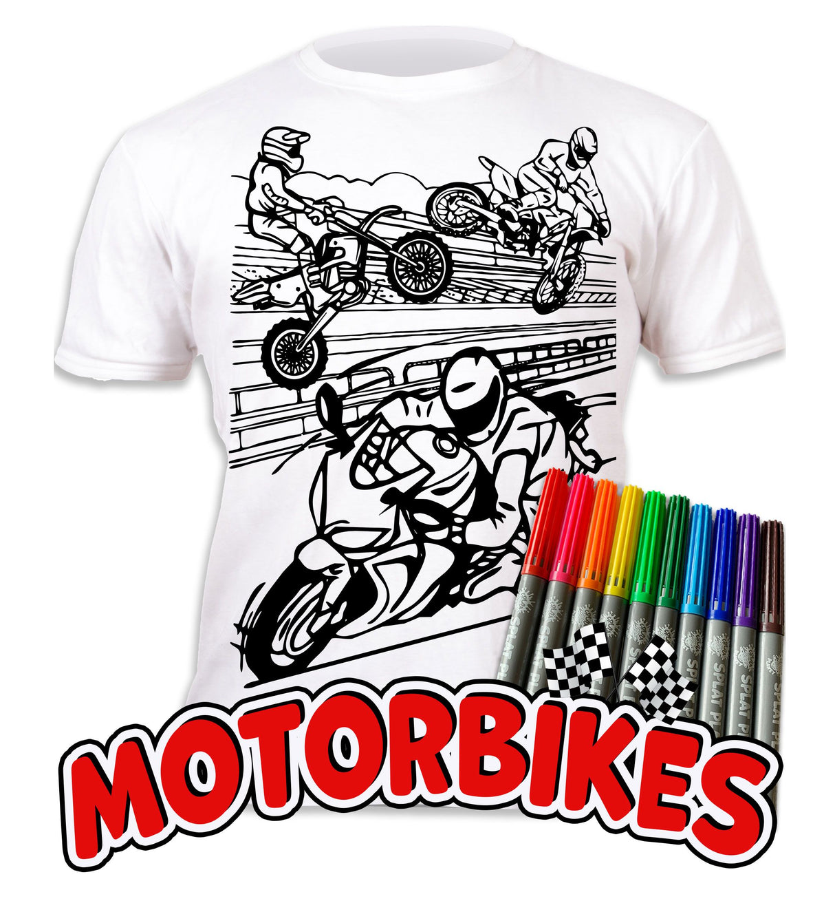 Splat Planet PYO T-Shirt: Motorbike (Size 7-8 Years)