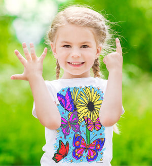 PYO T-Shirt Butterflies age 7-8