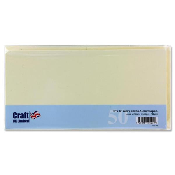 CRAFT PK.50 6X6 CARDS & ENVS-IVORY
