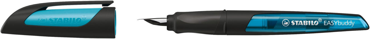 Ergonomic School Fountain Pen - STABILO EASYbuddy - A Nib - Black/Sky Blue