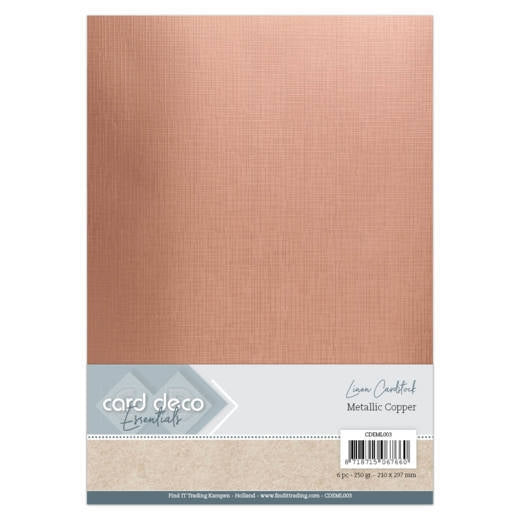 Card Deco Metallic Linnenkarton Copper