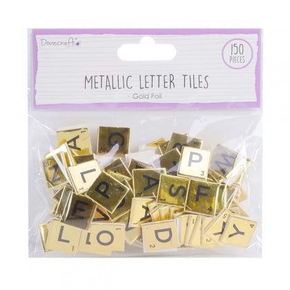 Dovecraft Chipboard Letter Tiles - Gold (150 Pcs)