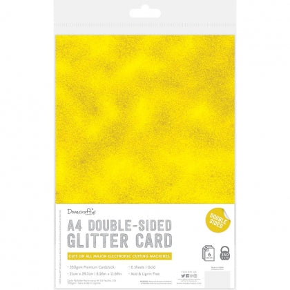 Dovecraft Glitter Card A4 Double Sided Sheets - Gold (6 Pack)