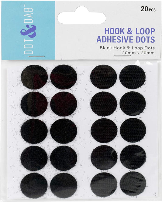 D&D Velcro Dots 2cm diameter x20 black